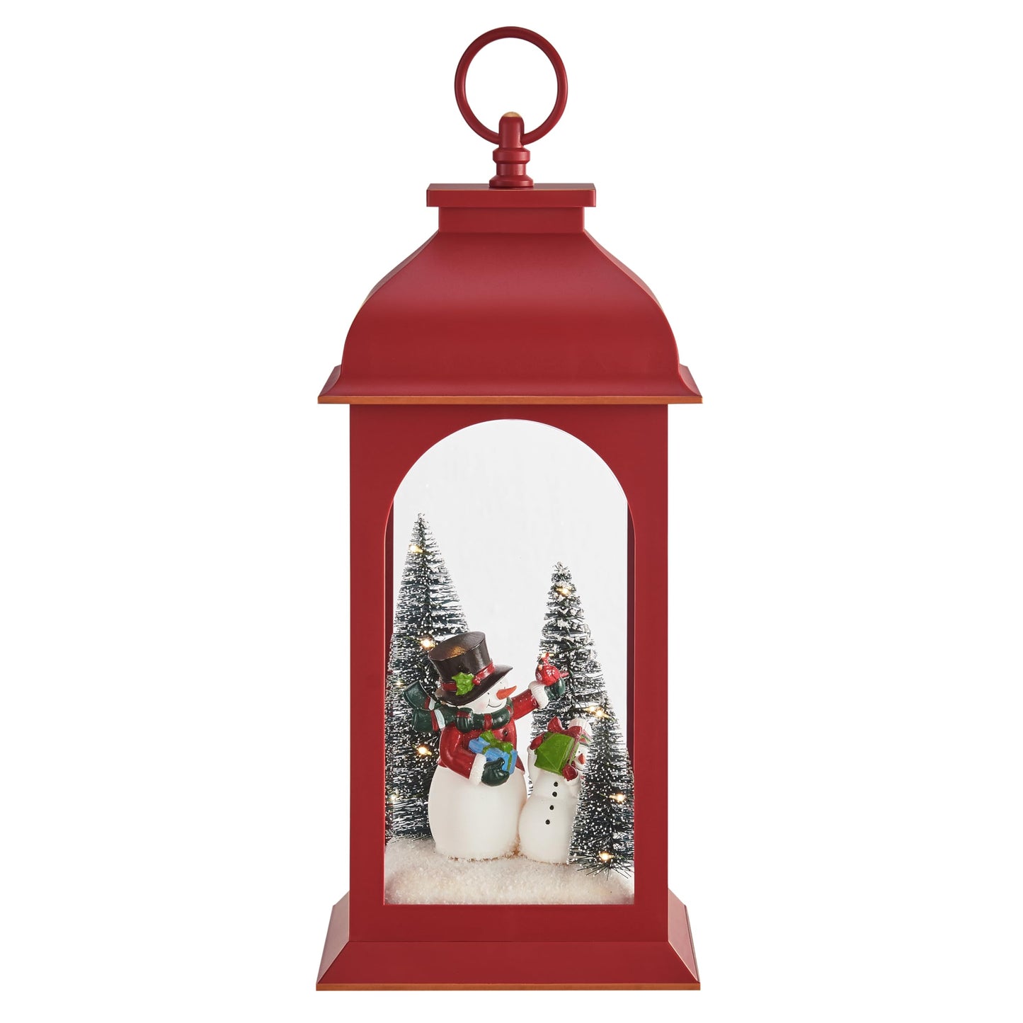 Danya B. Tabletop Red Christmas Snowman Winter Scene Diorama Lighted Lantern Decoration