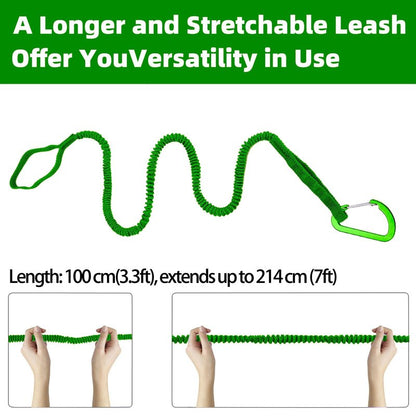 MOOCY Kayak Paddle Leash, 3-7 ft Stretchable Strap Lanyard for SUP, Canoeing, Fishing Accessories - Secure Bungee Rod Holder Tether(Green, 4 Pack)