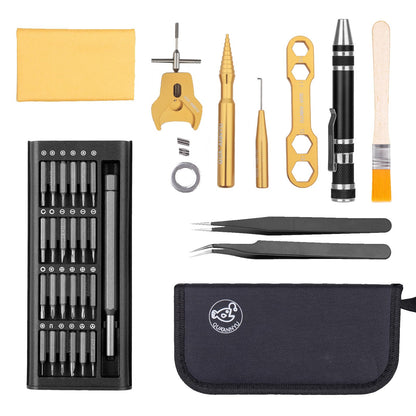 QUA'ANNYU Fishing Reel Maintenance Kit, Professional Fishing Reel Care & Repair Tool Set with 24/30/38-in-1 Screwdriver Set (Gold+Manual Screwdriver)