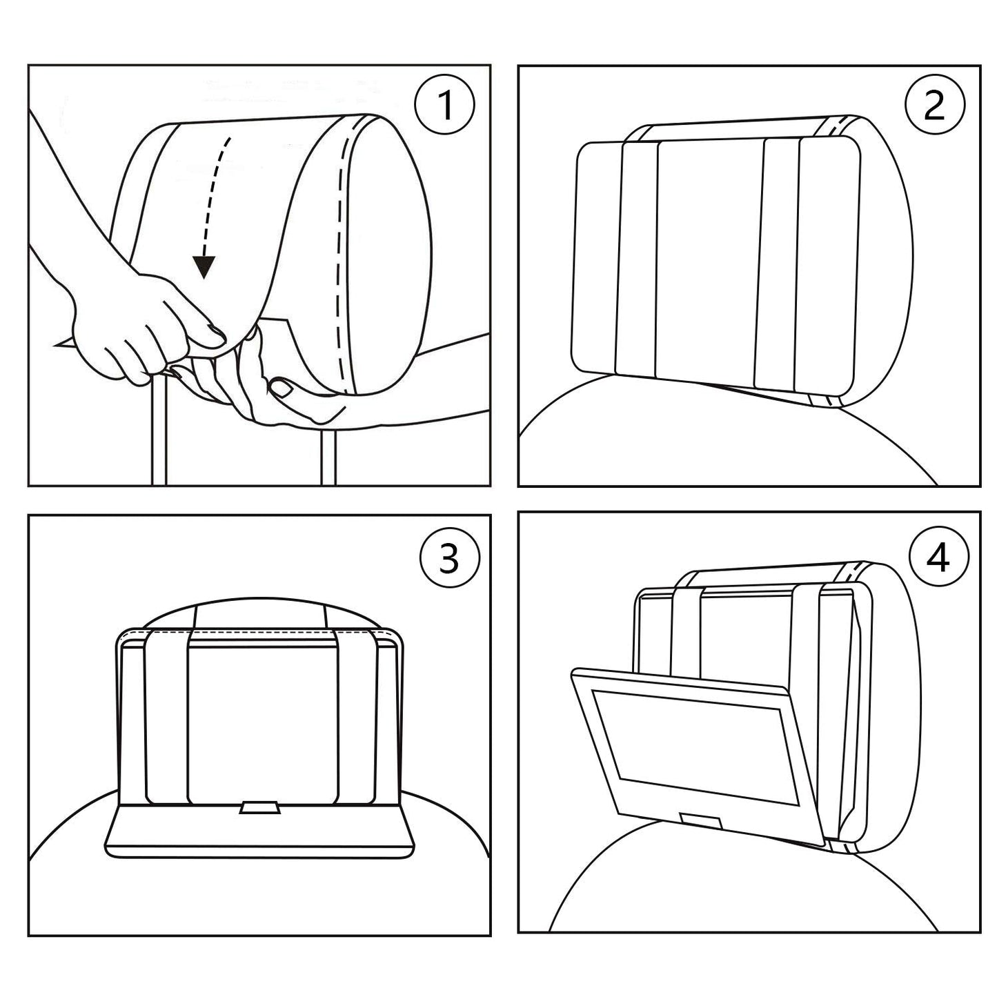 Hikig DVD Player Headrest Mount Holder - Portable DVD Player Mount for Car Back Seat Headrest - Swivel & Flip - 7 to 11 Inch