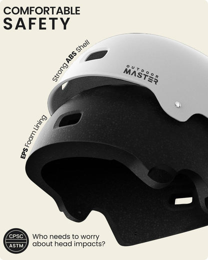OutdoorMaster Skateboard Cycling Helmet-Beetles Snug,Bike Helmet for Adults, Youth-Two Removable Liners Ventilation Multi-Sport Commuter Scooter Roller Skate Inline Skating Longboard