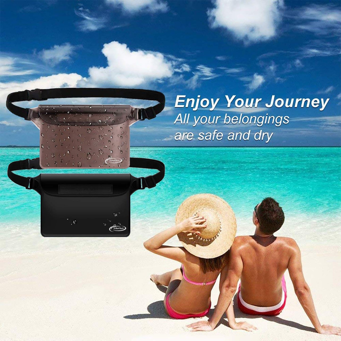 AiRunTech Waterproof Fanny Pack,Waterproof Pouch for Phone Passport Wallet Purse with Waist Strap,Floating Waterproof Bags for Travel Beach Swimming Kayaking Boating Pool Accessories