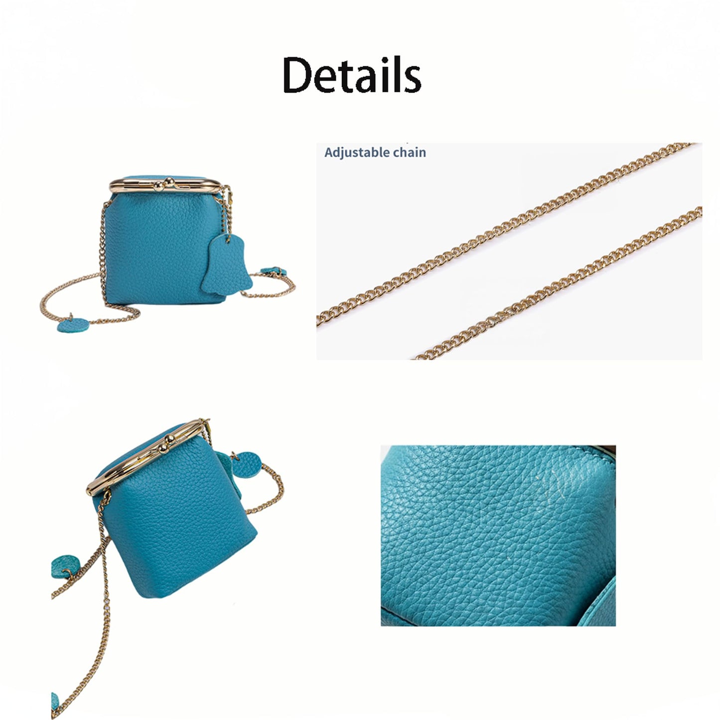 Minimalist Small Coin Purse for Women Cute Mini Chain Crossbody Bags Leather Compact Wallet for Cash Key Lipstick Jewelry (A)