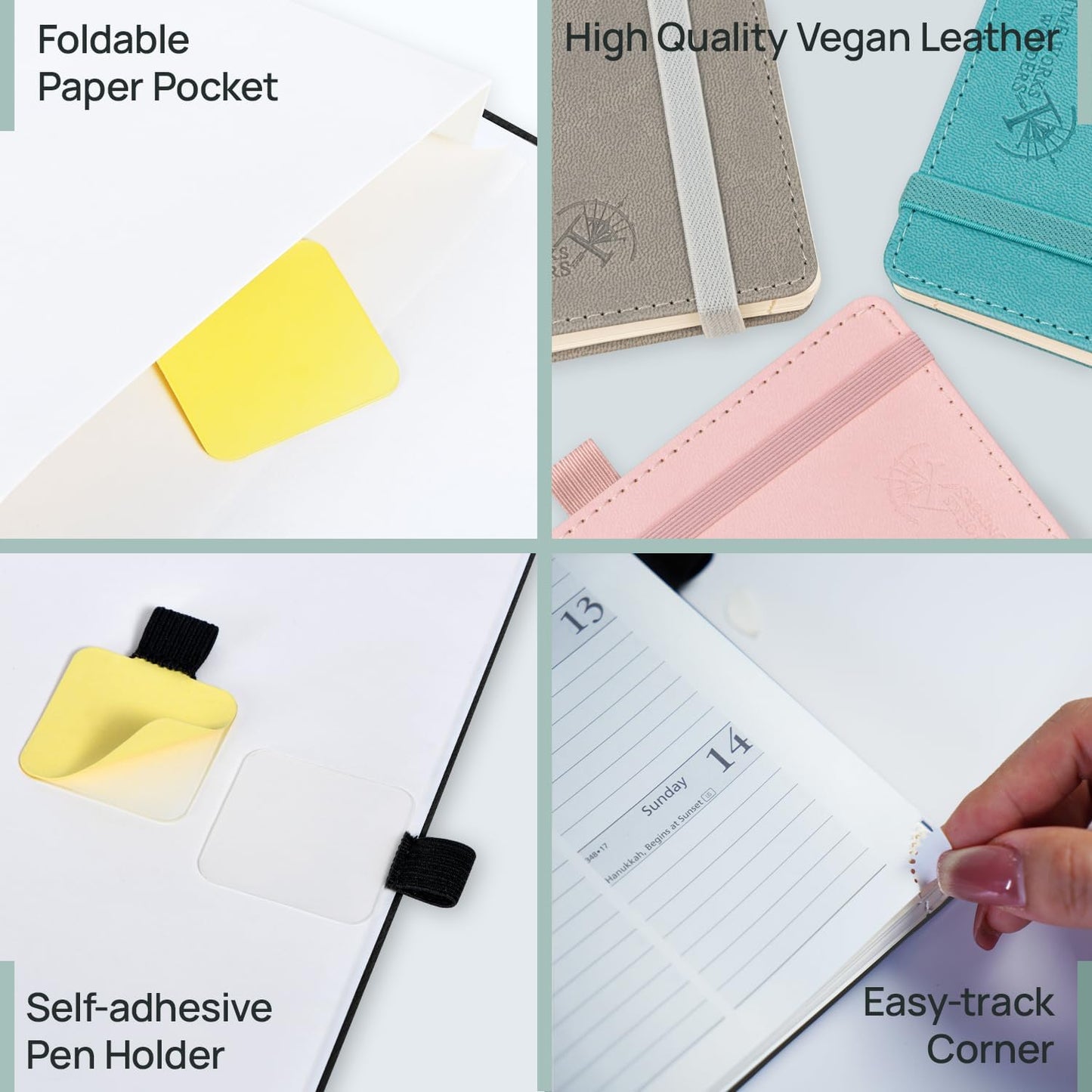 POPRUN Weekly Planner 2026-2027 (Medium 6.5''x 8.5'') Academic Calendar (JUL.26 - JUN.27) Appointment Book with Monthly Tabs, Leather Soft Cover, Inner Pocket, 100 GSM - Petrol Green