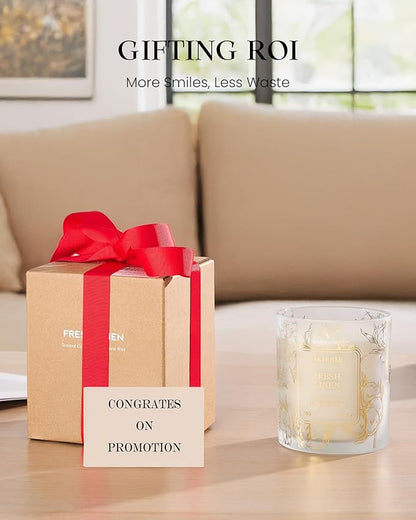 M&SENSE Fresh Linen Scented Vegan Soy Candles,Subtle Scented, No Toxin 8.1oz 42-Hour Long Burning Time,Calming Candles for Home Fragrance Office,Housewarming Gift for Women & Men