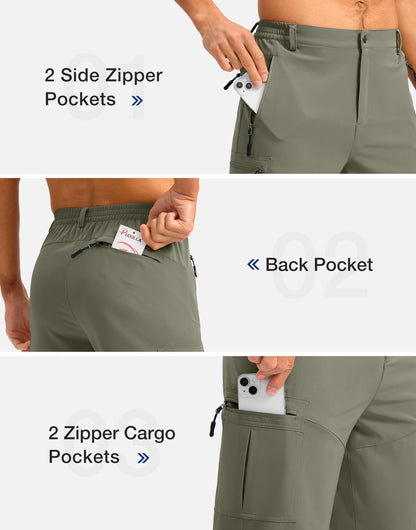 Pudolla Men's Hiking Shorts 11" Lightweight Cargo Work Shorts for Men Summer Travel Golf Casual Outdoor with 5 Pockets(Grey Sage Small)