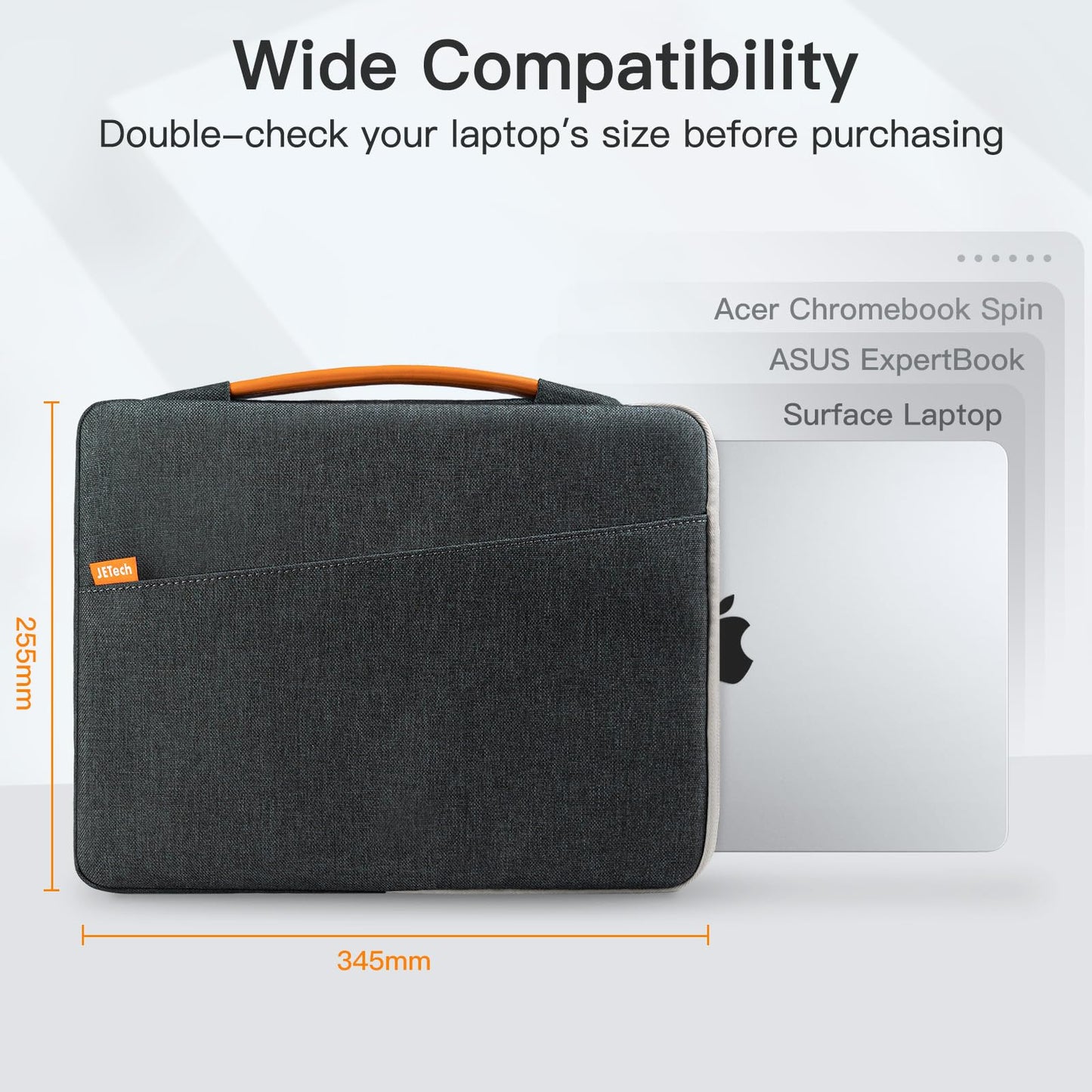 JETech Laptop Sleeve for MacBook Neo (A18 Pro), 13-14Inch MacBook Air/Pro (M1-M5, 2020-2026), Waterproof Bag with Portable Handle and Pocket, Compatible with 13-13.6 Inch Notebook (Dark Grey)