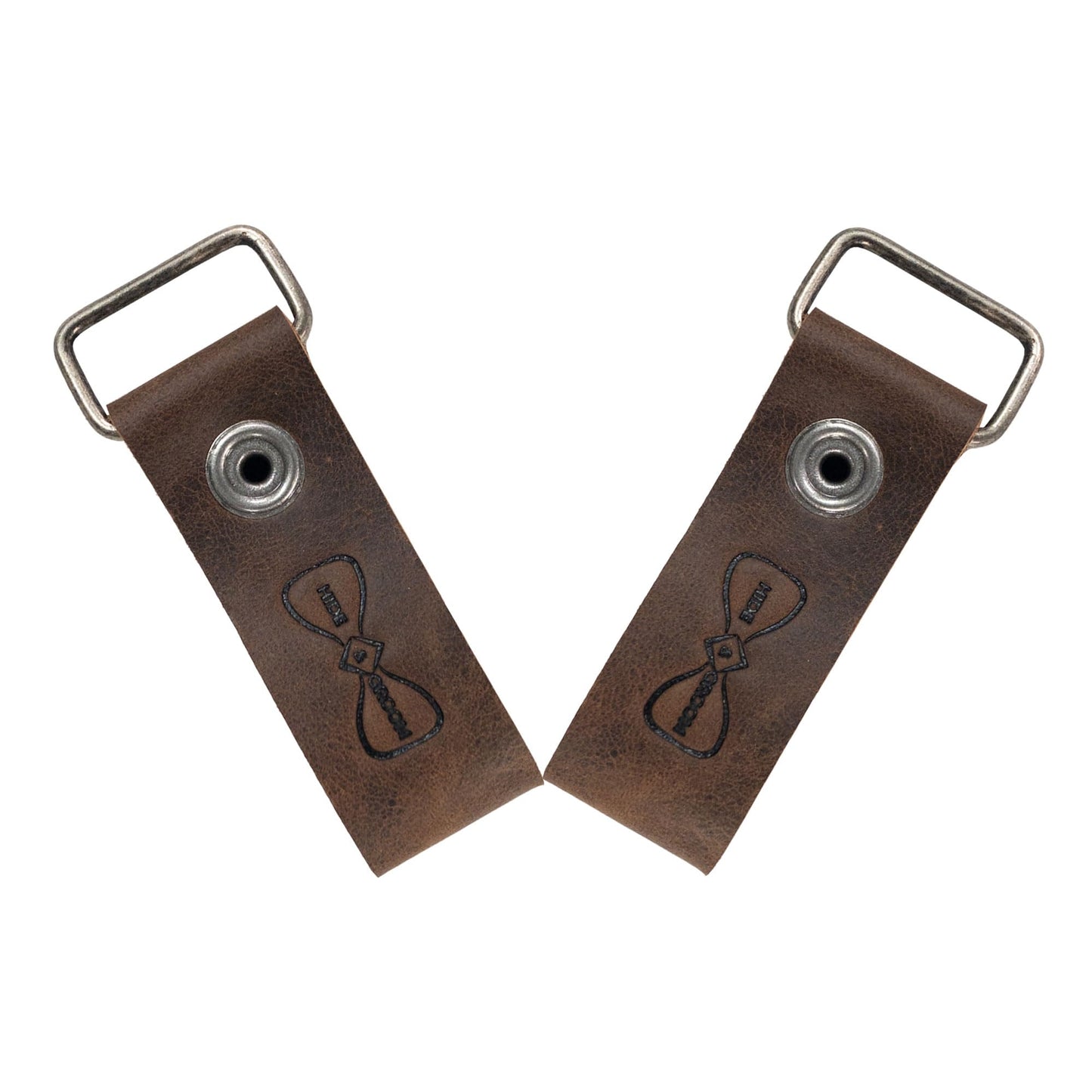 Hide & Groom, Set of 2 Suspender Loops Attachment for Men with Snap Closure, Heavy Duty, Wedding Accessories, Full Grain Leather, Handmade, Bourbon Brown