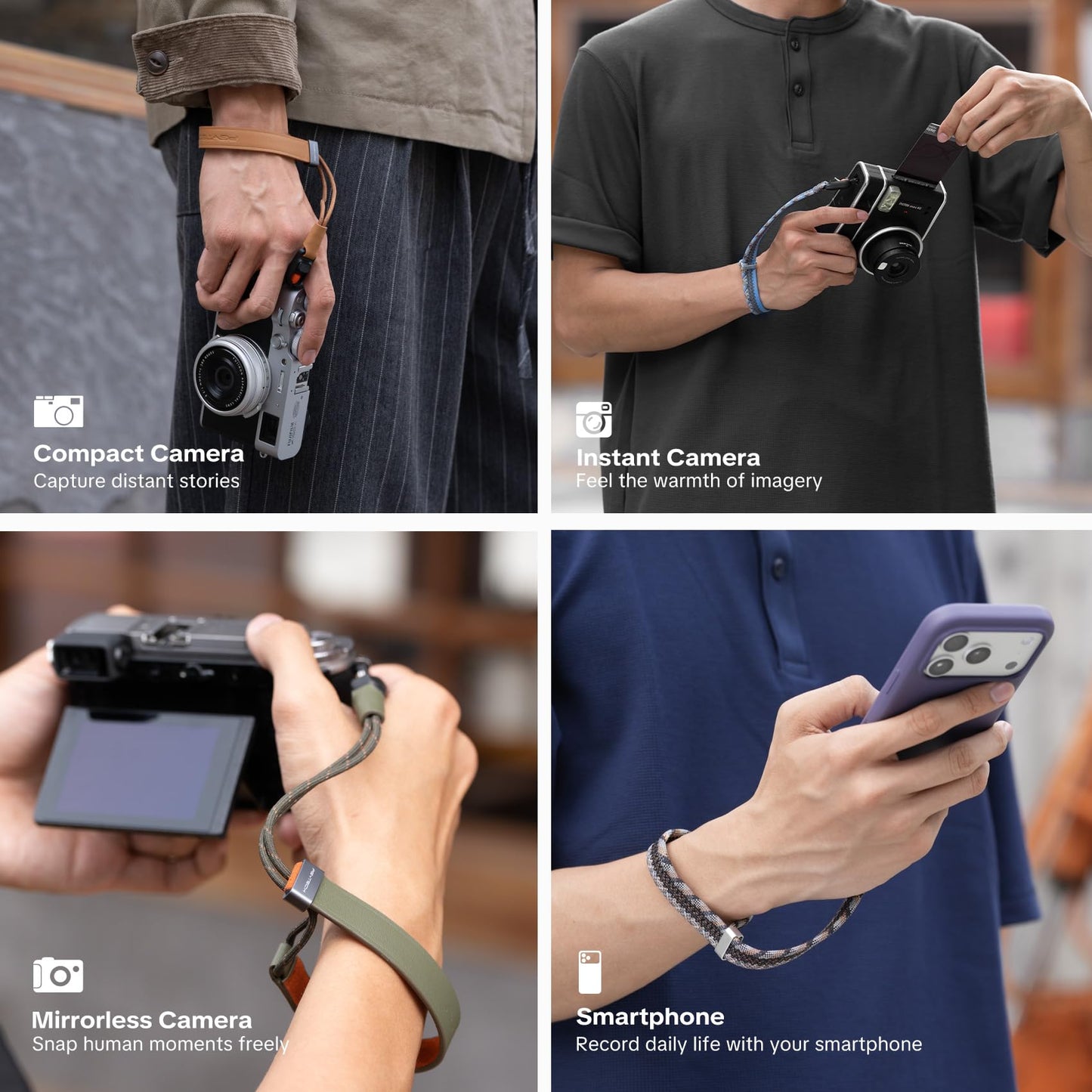PGYTECH Camera Wrist Strap Slim Vintage Style, Adjustable Quick Release Anti-Drop Leather Hand Strap for Fujifilm/Sony/Canon Camera/Smartphone, Retro Camera Strap, 55.1lb Capacity, Midnight Black