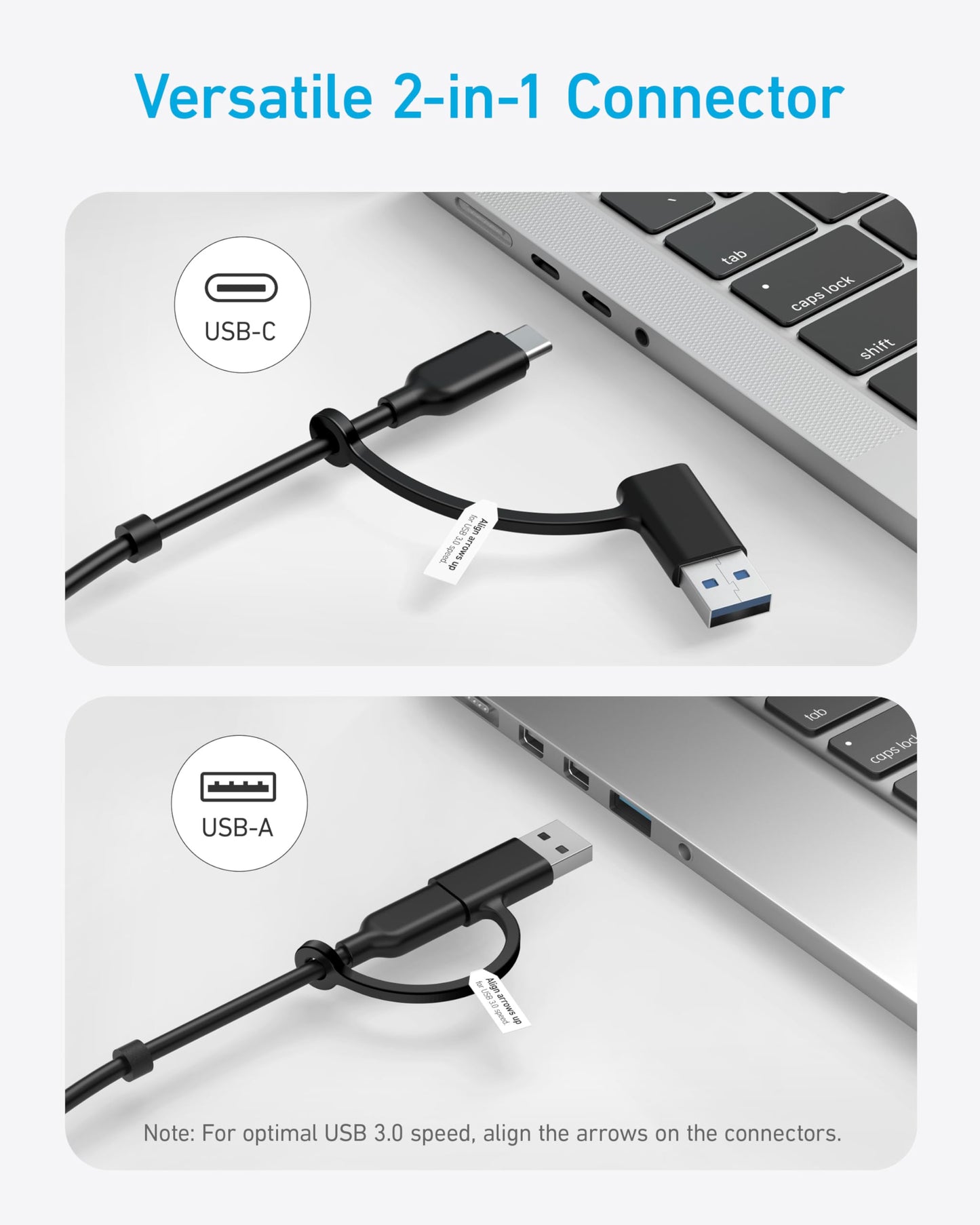 Anker USB C Hub, 8-in-1 5Gbps Data Hub, USB Splitter with 3 USBA and 4 USBC Ports, 100W PD-in, 2-in-1 USB-Connector, for Laptop, MacBook, iPad and More (45W Adapter Included)
