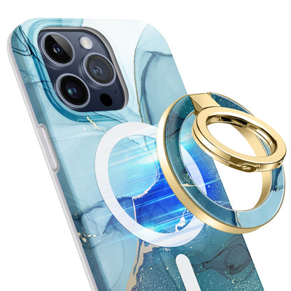 GVIEWIN Magnetic Phone Ring Holder, Compatible with MagSafe Phone Grip with Adjustable Stand, Magnet Phone Ring Kickstand for iPhone 17/16/15/14/13/12 Pro Max Plus Air/Other Phones (Glitter/Silver)