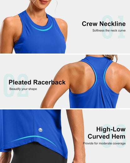G Gradual Women's Workout Tank Tops Racerback Athletic Yoga Tops Loose Fit Sleeveless Running Gym Sports Shirts for Women(Royal Blue,L)
