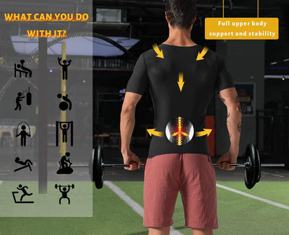 QZSH Men Sauna Shirt Sweat Suit Slimming Vest Workout Tank Top Waist Trainer Shaper(BH6004-01-M)
