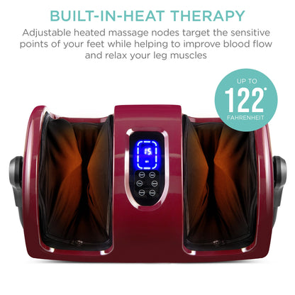 Best Choice Products Heated Shiatsu Foot Massager for Pain Relief, Plantar Fasciitis, Neuropathy, Blood Circulation w/Compact Design - Burgundy