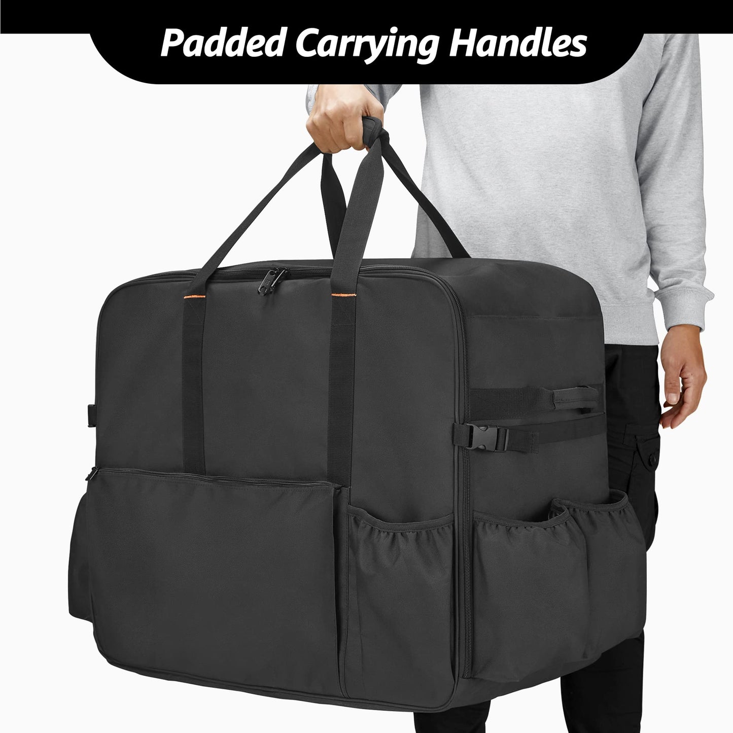 samdew Carry Bag for 22 Inch Tabletop Griddle with Hood, Outdoor Grill Cover Compatible with Blackstone 22 Inch Tabletop Griddle with Hood, Portable Camping Grill Storage Case with Pockets, Bag Only