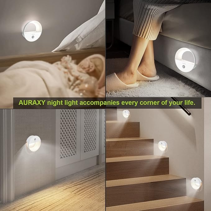 Rechargeable Motion Sensor Night Light, Battery Night Lights LED Cool White Magnetic Stick-on Motion Sensored Hallway Light, with Dusk to Dawn Sensor for Stair, Wall, Bedroom, Bathroom(1 Pack)