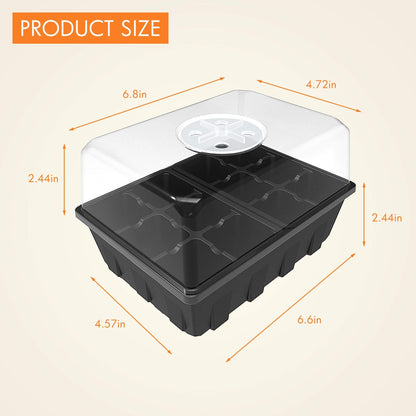 Gardzen 3 Pack Seed Starter Tray Germination Kit, Seed Starter Kit with Adjustable Humidity Dome, Plant Growing Kit 6.6" x 4.5" (12-Cell per Tray), Clear