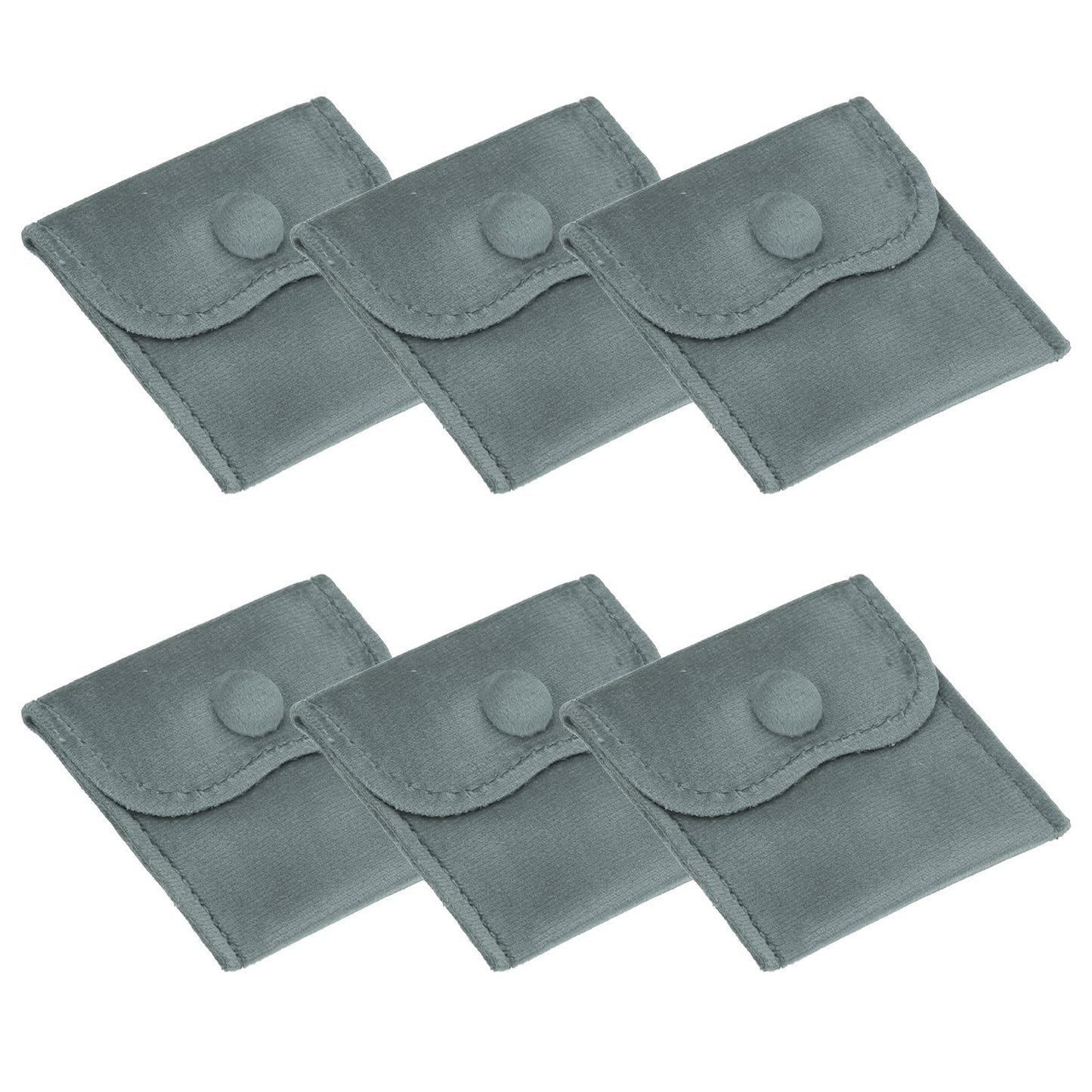 PATIKIL 3x3 Inch Velvet Jewelry Pouches, 6 Pcs Jewelry Packaging Gift Bags with Snap Button for Bracelet Necklace Rings Watch, Gray