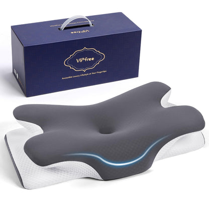 Cervical Cooling Ergonomic Pillow, Adjustable Ergonomic Memory Foam Pillow, Cervical Support & Relieves Neck and Shoulder Pain, Orthopedic Pillow for All Sleep Positions