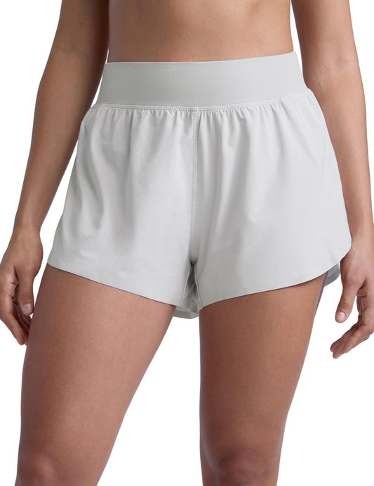 CRZ YOGA High Waisted Split Running Shorts for Women 3" - Comfy Mesh Liner for Workout Athletic GymTrack Quick Dry Platinum Grey Medium