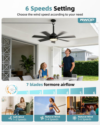 Remote Control for NWOP Ceiling Fans, ONLY Compatible with Our Store's Ceiling Fans, 6 Wind Speeds, Timer, Light & Temperature Control