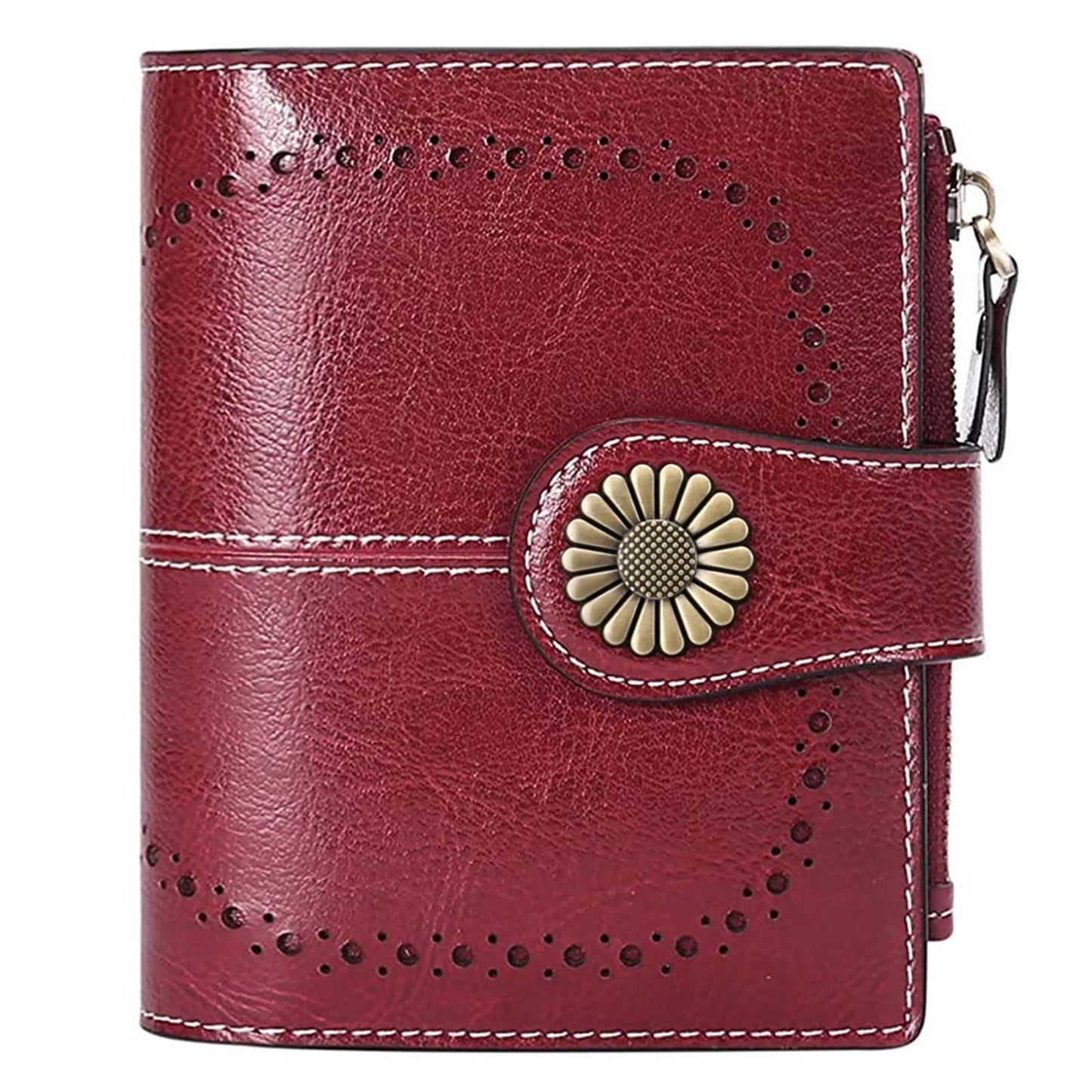SENDEFN Small Womens Wallet Leather Bifold Card Holder RFID Blocking with Zipper Coin Pocket