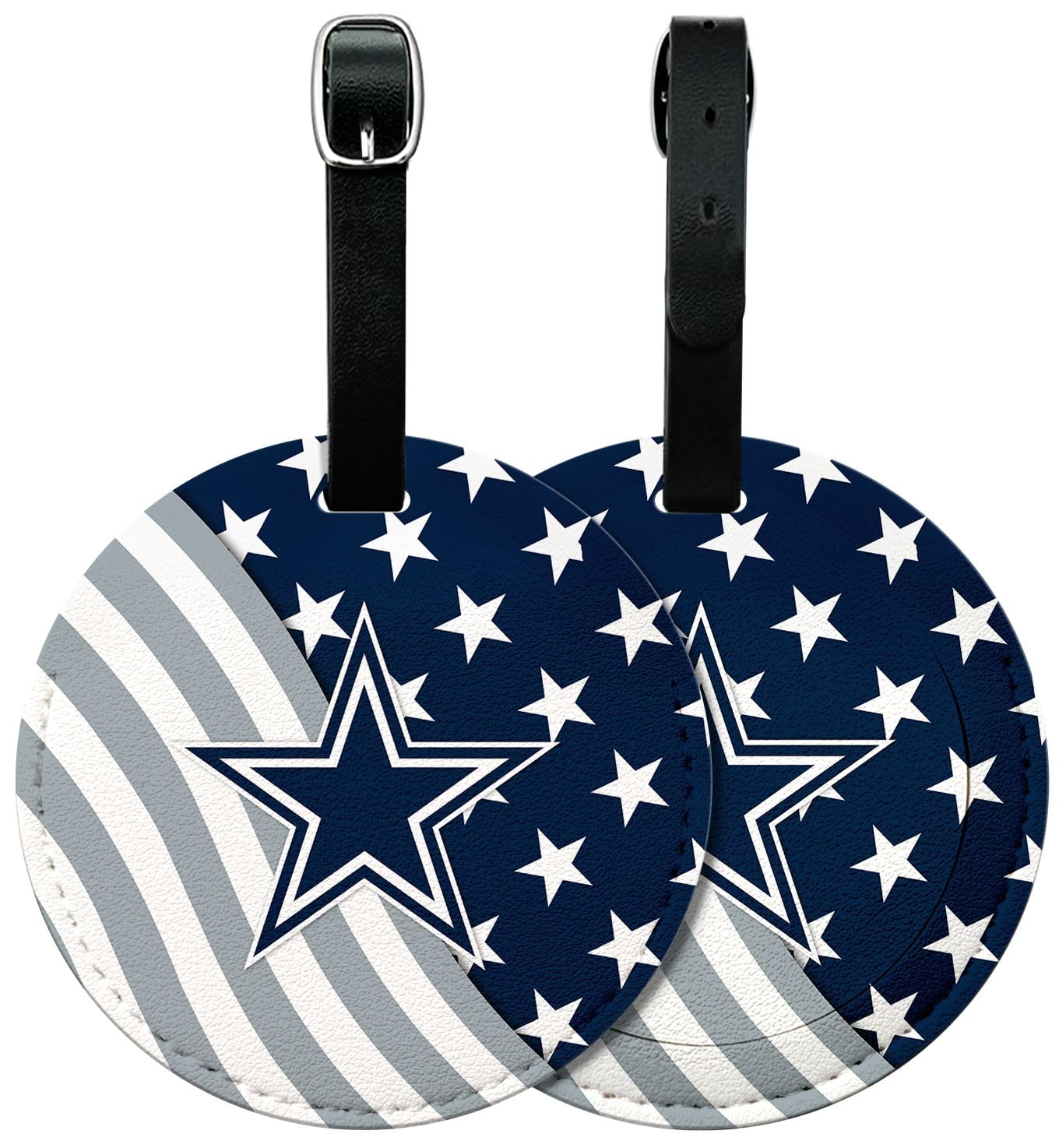 FKHGY - 2 Pack Leather Football Sport Fan Luggage Tag for Suitcase，Double-Sided Pattern Blue Design Travel Suitcase Tag with Privacy Flap Address Labels