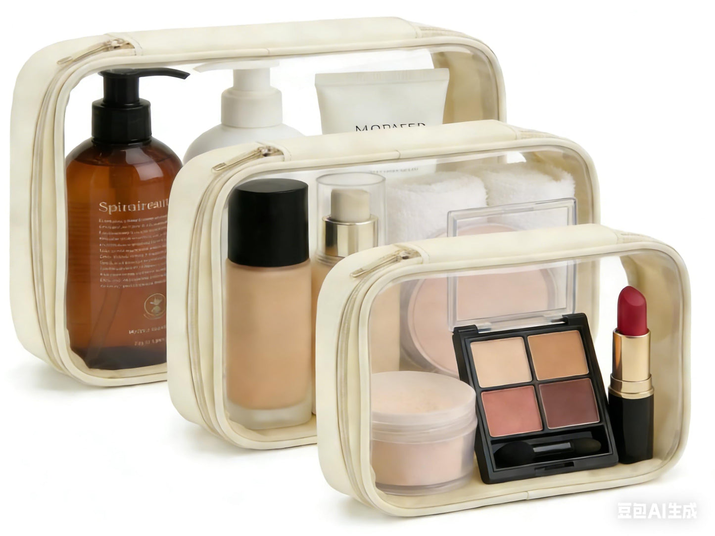 Cozomga Clear Makeup Bags with Zipper, TSA Approved Travel Toiletry Bag,Clear Cosmetic Bag, Waterproof Make Up Bag for Women