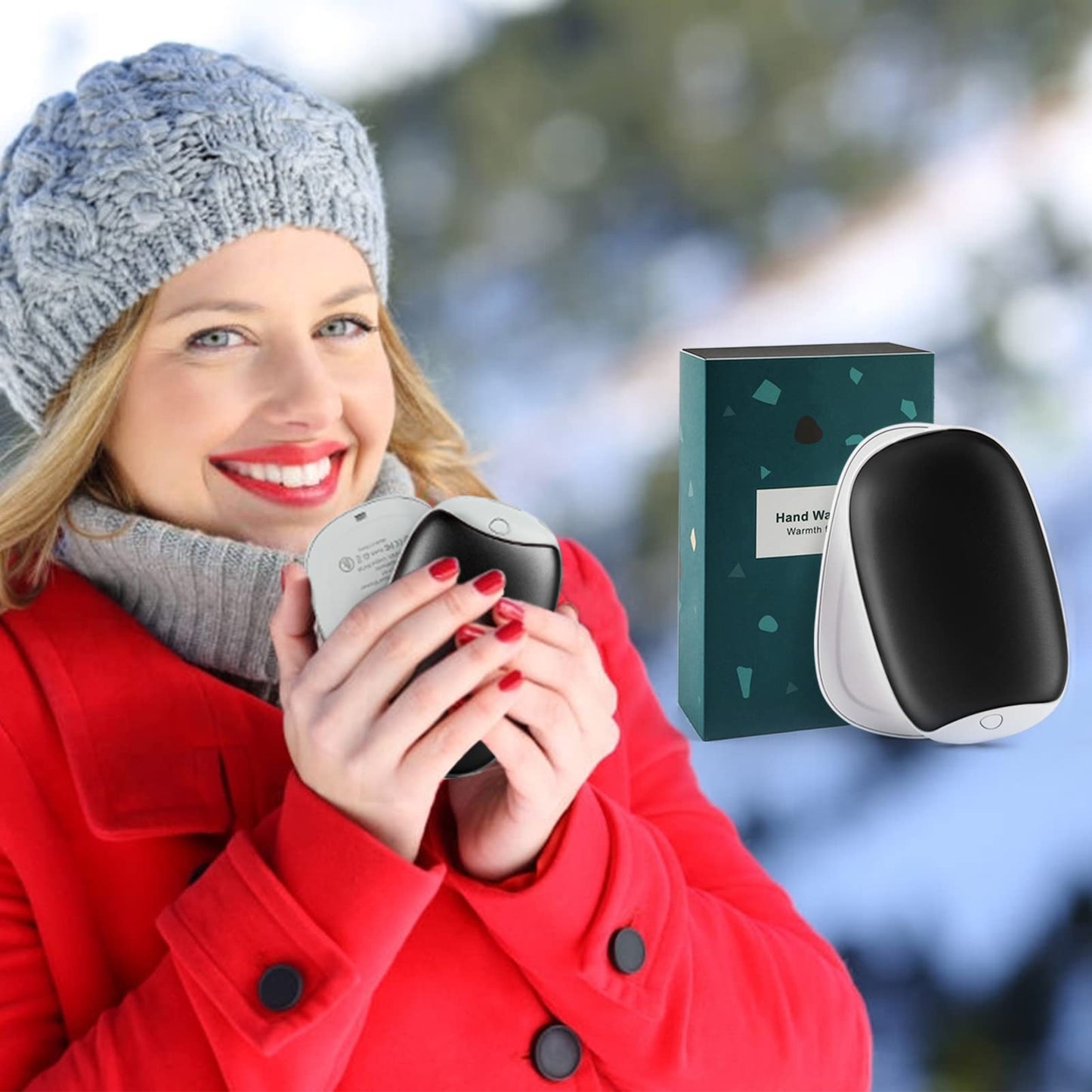 2 Pack Hand Warmers Rechargeable, 8000mAh Electric Portable Pocket Hand Warmer/Power Bank, Great for Outdoor Sports, Hunting, Golf, Camping, Warm Gifts for Women, Men (Dark Black)