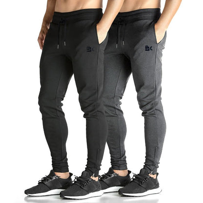 BROKIG Mens Zip Joggers Pants Casual Gym Workout Track Pants Tapered Sweatpants with Pockets (Large, 2 Pack Black+Dark Grey)