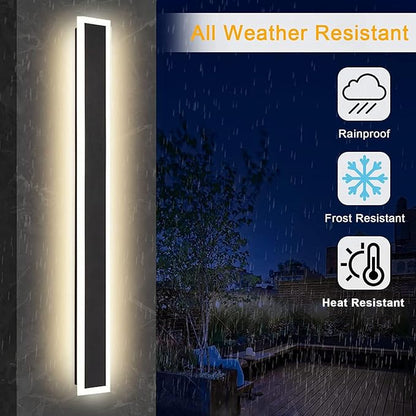 2Pack-31.5INCH Long Outdoor LED Wall Lights,24W Waterproof IP65 Warm White 120V LED Wall Mount Light Fixture Acrylic Black Exterior Wall Lights for House Courtyard Balcony Porch