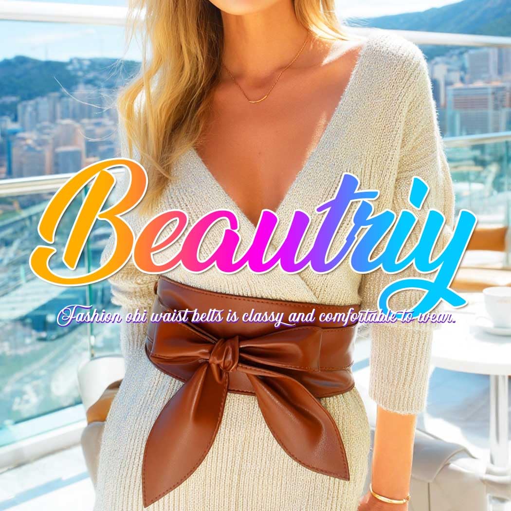 Beautriy Black Obi Belt Wide Leather Wrap Belts Fashion Corset Belt Accessories for Women (Brown)