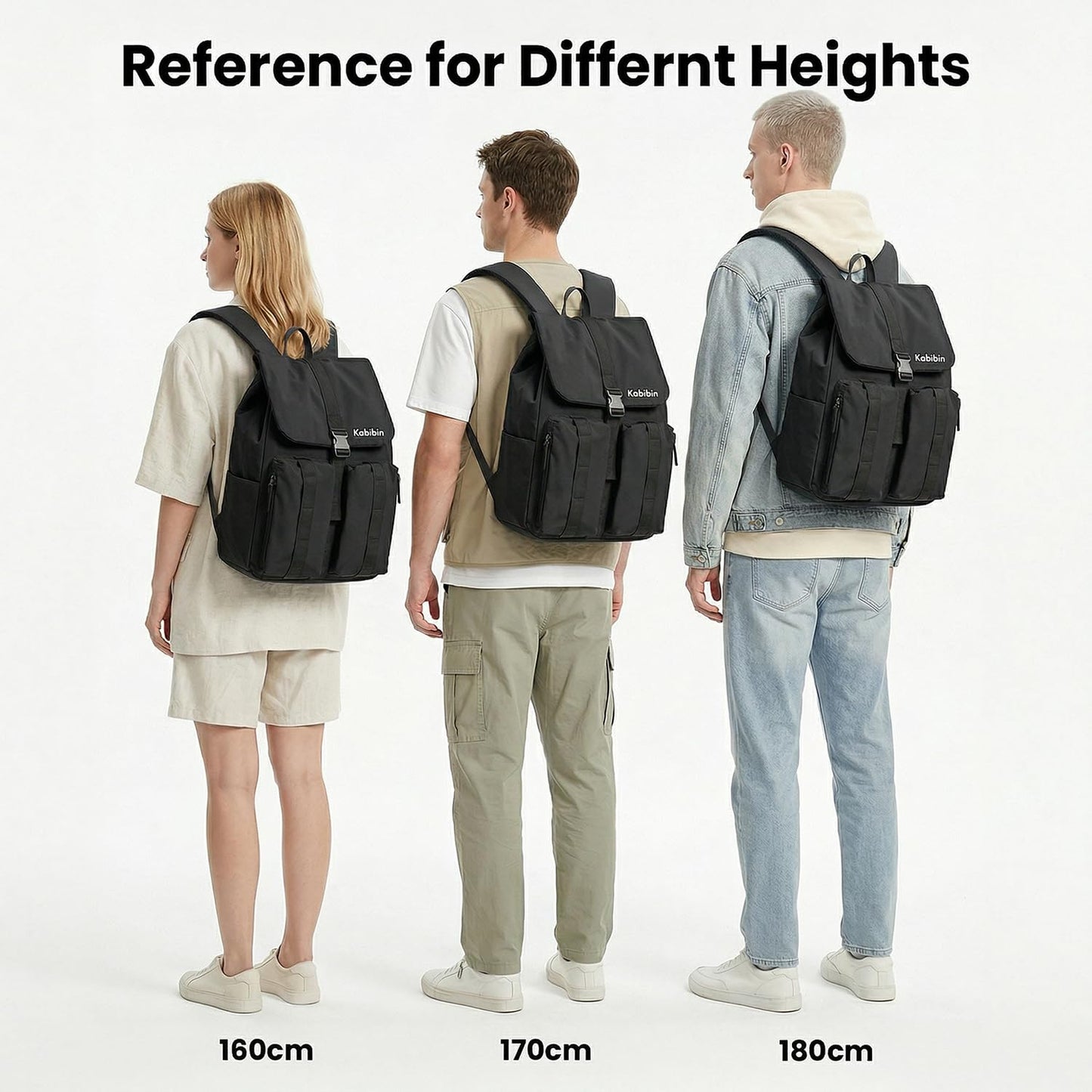 Kabibin Lightweight Casual Backpack, Water Resistant Nylon 15.6 Inch Laptop Backpack, Bookbag for Teens Adults, Outdoor Casual Daypack with Multiple Storage Pockets & External Hang Belt