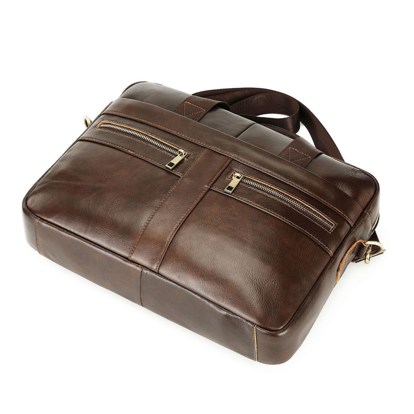 Messenger Bag for Men 15.6" Vintage Leather Waterproof Laptop Briefcase Computer Laptop Bag Shoulder Bag for Office Business (Brown)