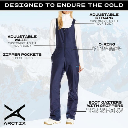 Arctix Women's Essential Insulated Bib Overalls, Blue Night, X-Small Short