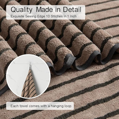 Oliven 2 Piece Brown Cabana Stripe Hand Towels