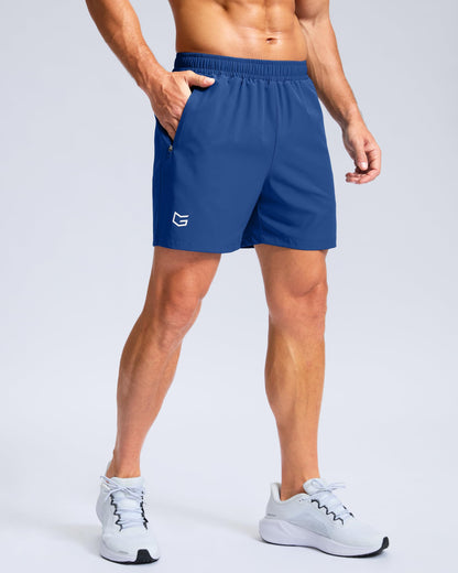 G Gradual Men's Athletic Running Shorts with Zipper Pockets Quick Dry 7"/ 5"/ 9" Workout Gym Shorts for Basketball Hiking(Royal Blue,5XXL)