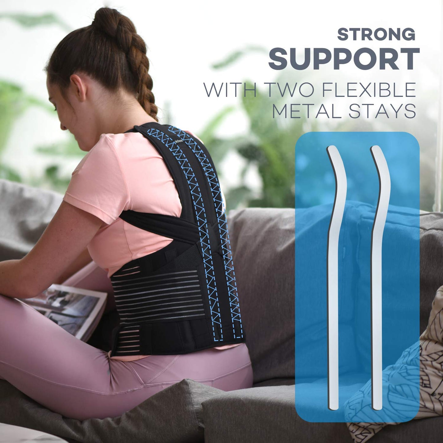 sicheer Posture Corrector for Women and Men Back Brace Straightener Shoulder Upright Support Trainer for Body Correction and Neck Pain Relief, Large(waist 39-41 inch)