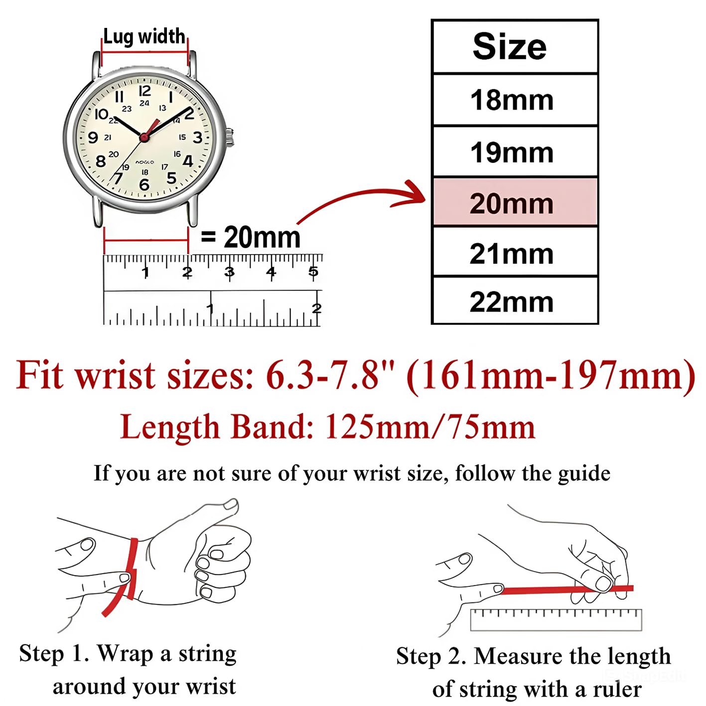 Premium 20mm Flat Black Watch Band for Men, Handcraft Leather Watch Strap, Easy Install Strap Gold Stainless Buckle Present Gift Husband Boyfriend Son Christmas Fathers Day Birthday DH21G20MM