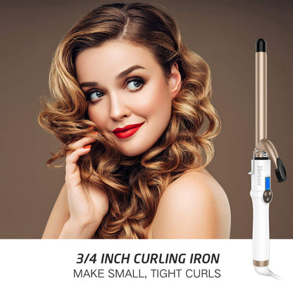 Hoson 1 Inch Curling Iron Professional Ceramic Tourmaline Coating Barrel Hair Curler, LCD Dispaly with 9 Heat Setting(225°F to 450°F for All Hair Types, Glove Include)
