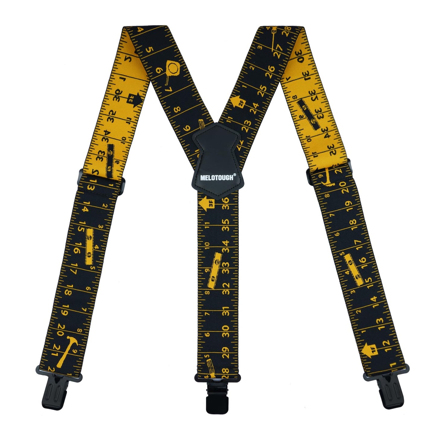 MELOTOUGH Men's Suspenders,Y Back Suspenders,2 Inch Wide Suspenders,Clip On Suspenders for Men,Tape Measure Suspenders,Men Suspenders for Jeans,Work Suspenders for Men,Suspender for Men Big and Tall