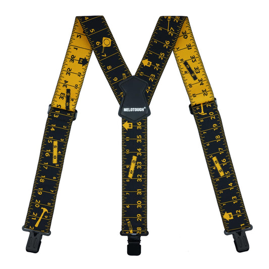 MELOTOUGH Men's Suspenders,Y Back Suspenders,2 Inch Wide Suspenders,Clip On Suspenders for Men,Tape Measure Suspenders,Men Suspenders for Jeans,Work Suspenders for Men,Suspender for Men Big and Tall
