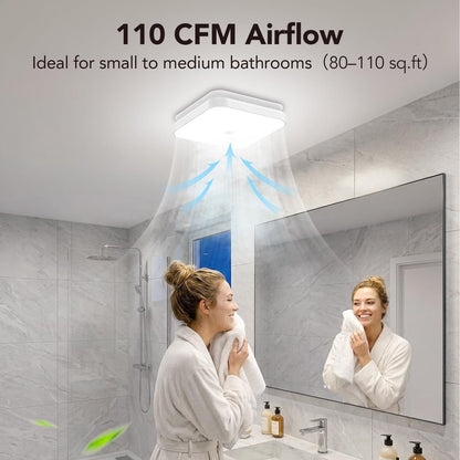 OREiN 2-in-1 Bathroom Exhaust Fan with Light, 110 CFM Shower Vent Fan, 1000LM Bright LED, 5000K, ENERGY STAR, HVI/FCC/ETL, Easy Retrofit Installation (Cut-Out 7.36" x 7.68")
