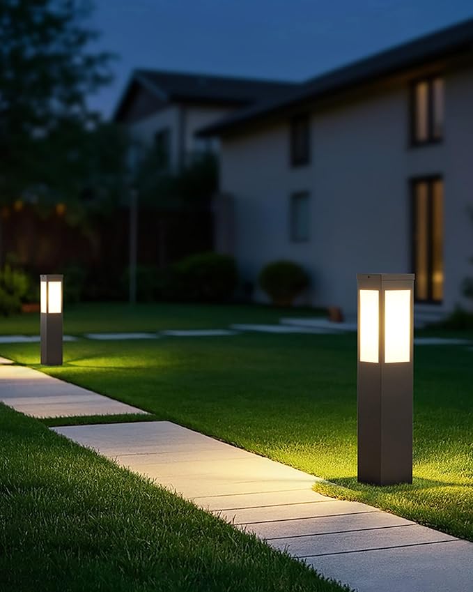 Outdoor Landscape Path Light E26 Bollard Lighting Fixture IP54 Waterproof Pathway Light with Stainless Steel Garden Floor Lamp Outdoor Walkway Lights for Lawn Courtyard Driveway Decoration