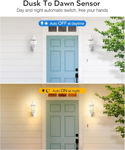 VIANIS 2 Pack Outdoor Sconce Lighting, White Exterior Wall Lights for House, Modern Dusk to Dawn Porch Lights Lantern Light Fixture, Anti-Rust Waterproof Garage Outside Lights for Patio Wall Mount