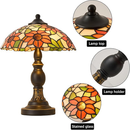 Tiffany Style Table Lamp, Stained Glass Table Light,Art Craft Antique Decor Lamp for Bedside Nightstand Bedroom Living Room Home Office ect