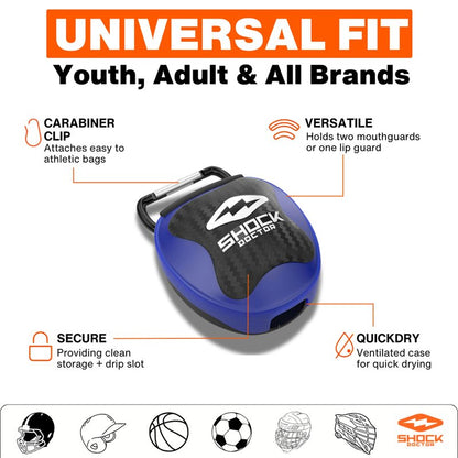 Shock Doctor Mouth Guard Case, Ventilated, Universal Storage for Mouthguard, Adult & Youth Sizes