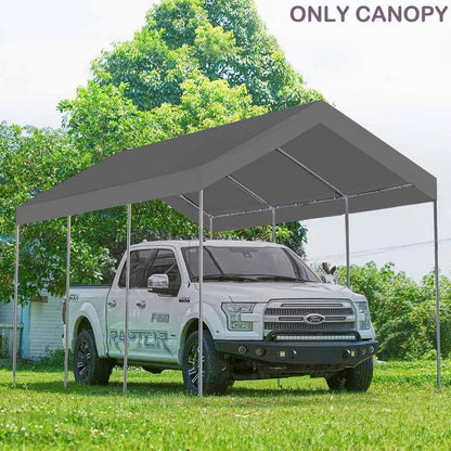 Vanteriam 12'x20' Upgraded Carport Replacement Top Canopy Cover for Car Garage Shelter Tent Party Tent with Ball Bungees Grey (Only Top Cover, Frame is not Included)