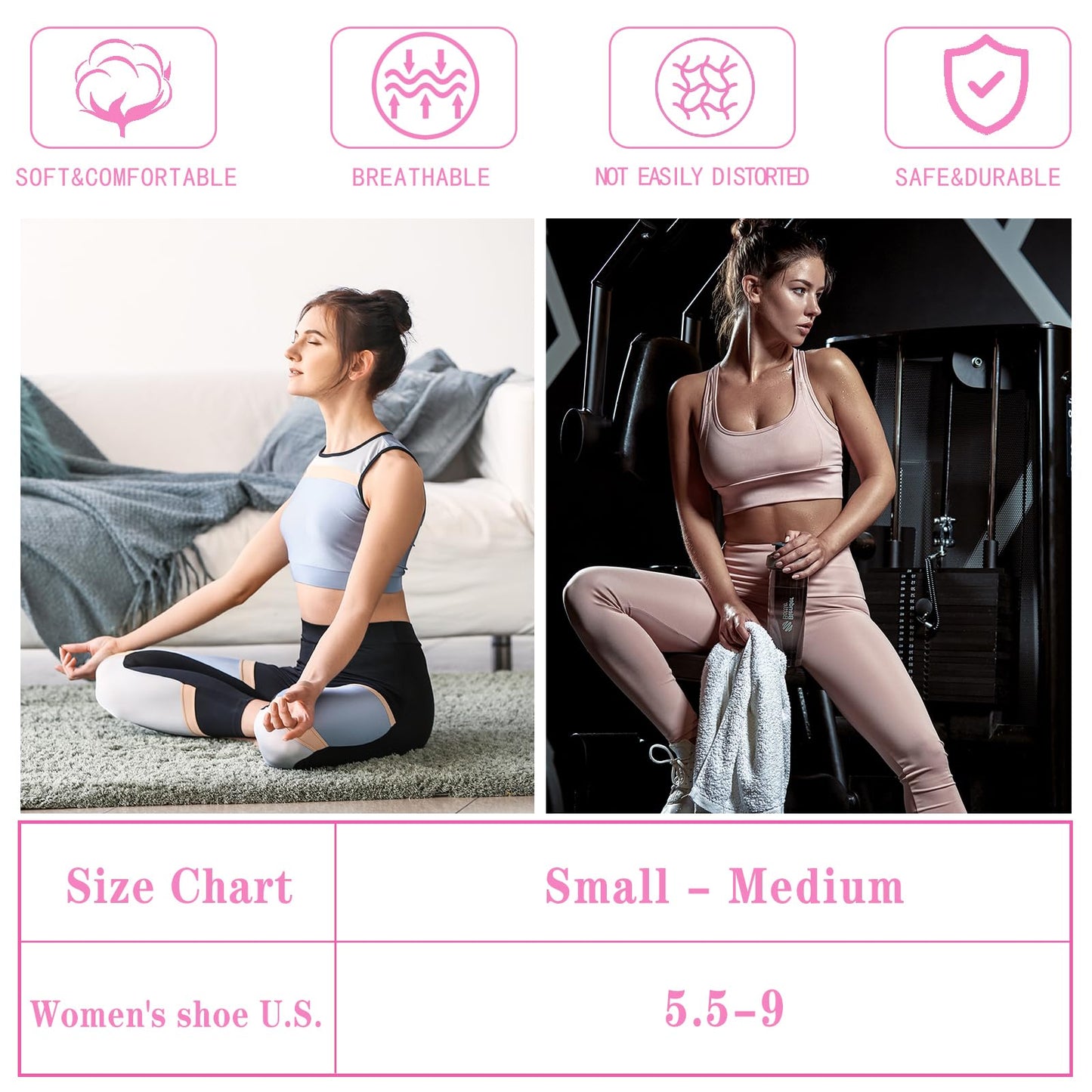 Grip Pilates Socks Non Slip Athletic Yoga Socks with Grips for Women Grippy socks for Hospital Workout Barre
