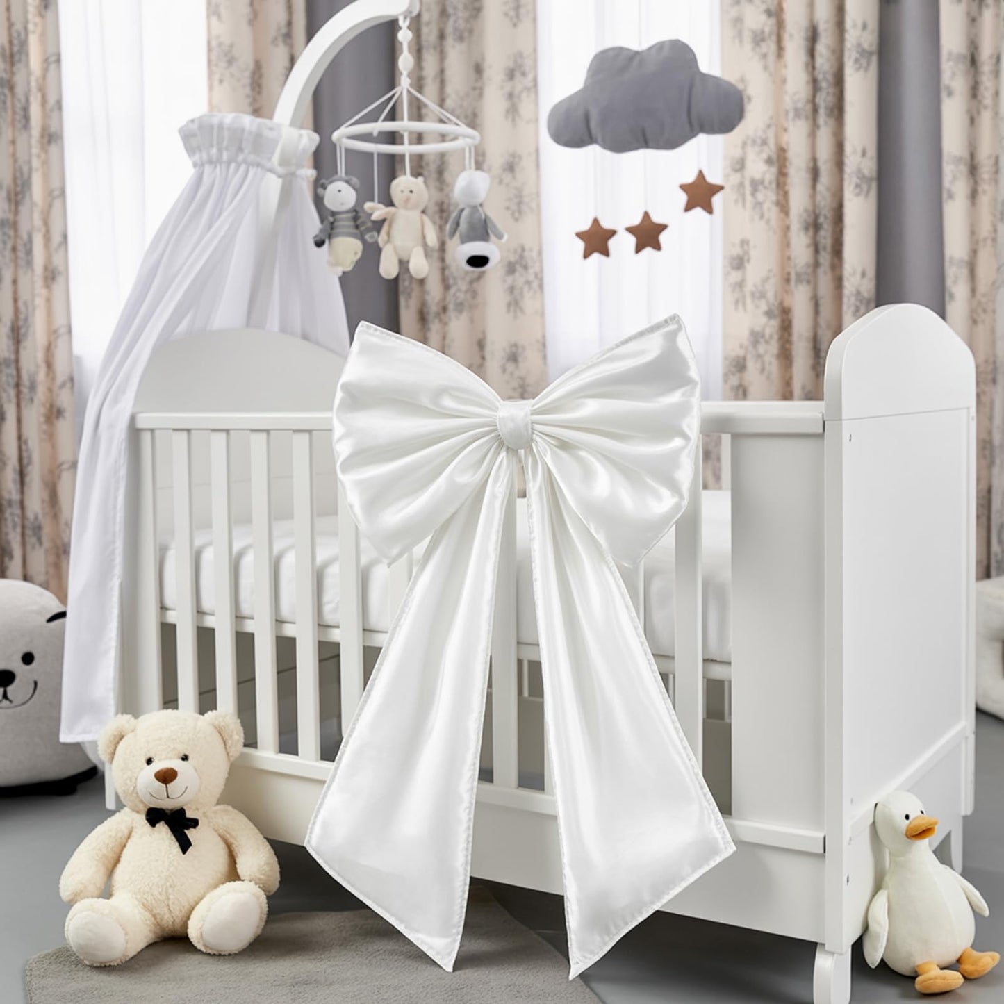 Froova Huge Bow Decor Big White Large Coquette Bow for Backdrop Wedding Bride Birthday Decorations for Girls Women, Giant Satin Ribbon Tie Hanging Gift Coquette Wall Decor (Internal Stability Layer)